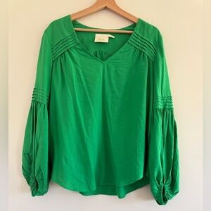 Maeve by Anthropologie The Paz blouse green long sleeve Shirt Size S